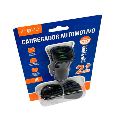 Carregador Veicular 3.4A - Inova