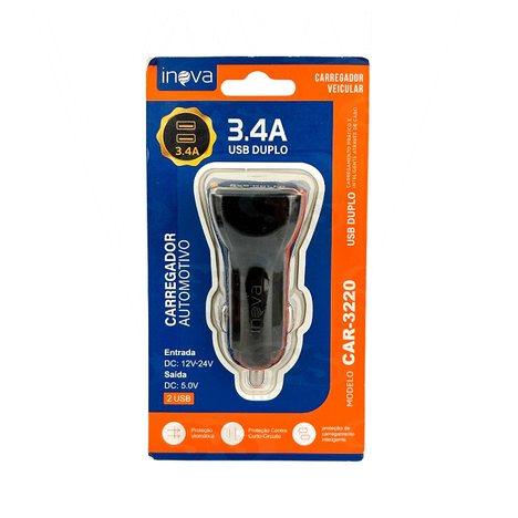 Carregador Veicular 3.4A - Inova